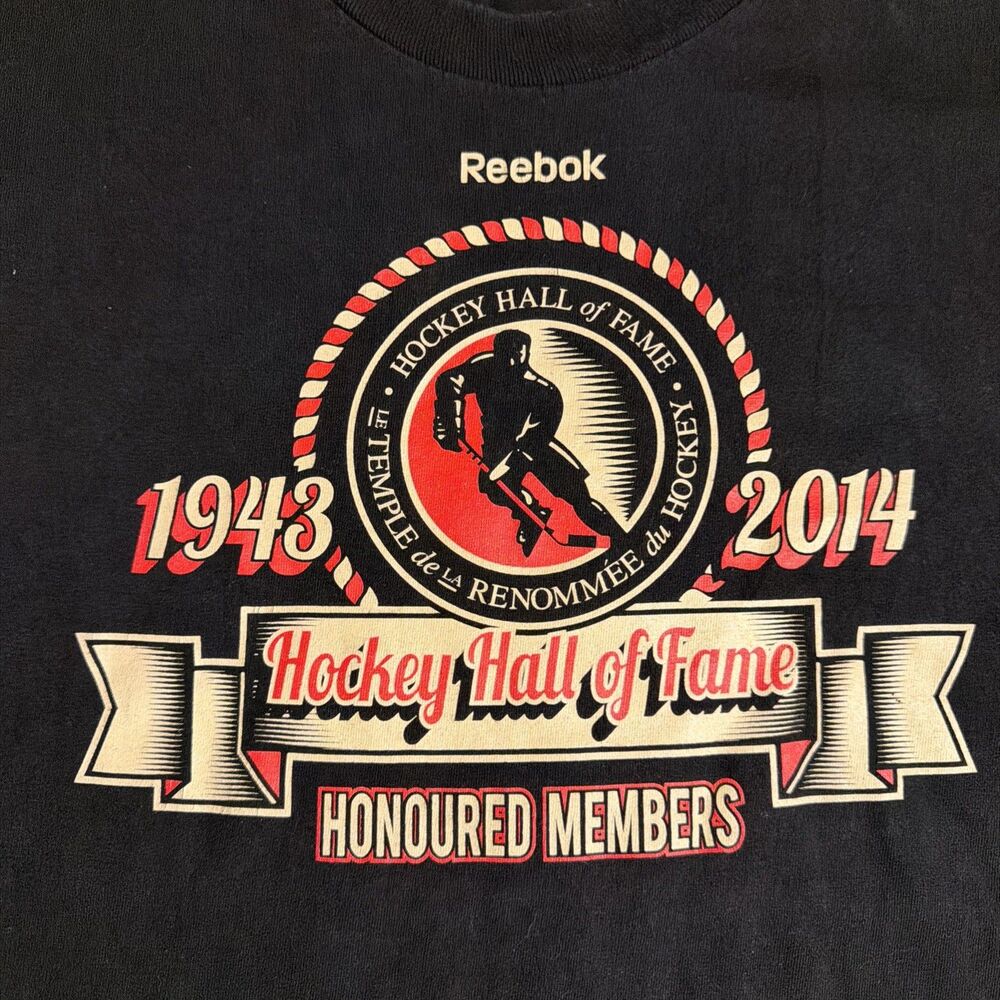 Reebok Hockey Hall Of Fame T-Shirt Mens Size 2XL Black 1943-2014 Short Sleeve